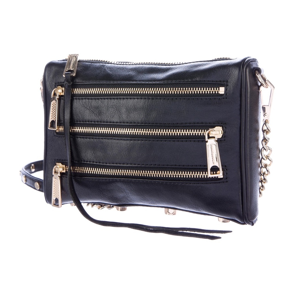 Rebecca Minkoff 3-Zip Black Leather Crossbody Bag